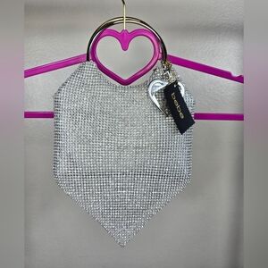 Bebe Silver Rhinestone Handbag